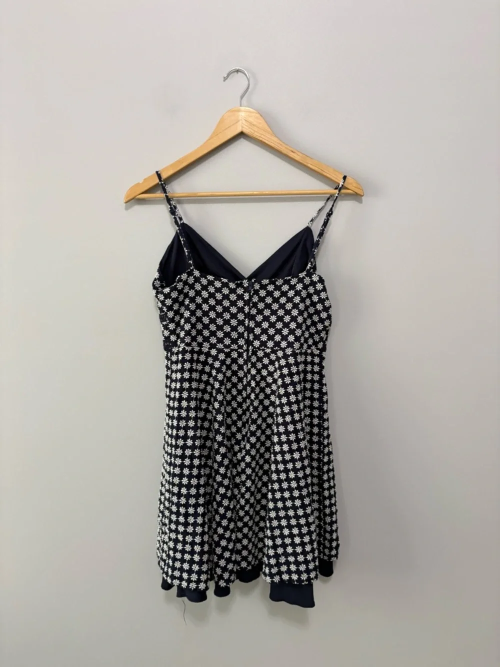 Boutique Floral Navy Feminine Flirty Spring Summer Eyelet Skater Dress